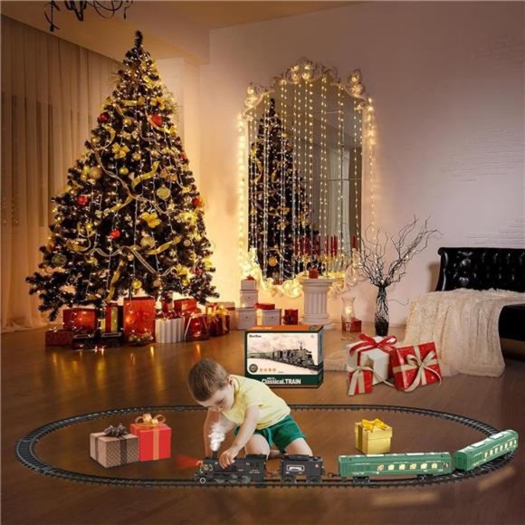 Model Train Set for Boys - Metal Electric Train Toys w/Steam Locomotive - Picture 6 of 6